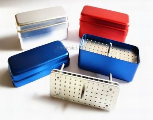 New 72 Holes Bur Holder Disinfection Box Two uses Dual core Red Blue Silver