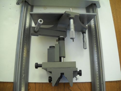Xyz rail mounted plane platform with 3 starret 263m micrometers ealing newport for sale