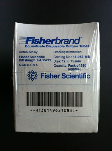250 Fisherbrand 12 x 75mm Borosilicate Glass Disposable Culture Tubes 14-962-10B
