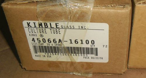 Kimble 45066A-16100 Glass 12mL Screw Cap Culture Tube 3 Boxes of 72