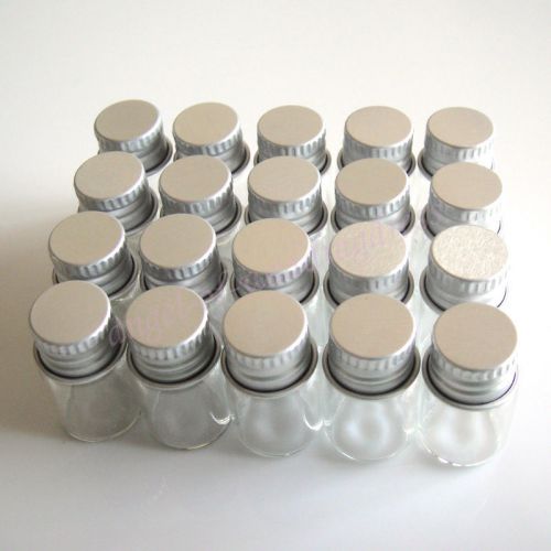 Lots 20 pcs 16x26mm tiny small clear bottles glass vials 2.0ml 1/2 dram w/caps for sale