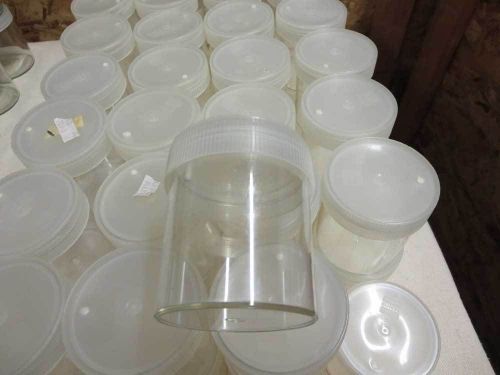 Lot of 35 Bunzl Lab wide-mouth plastic jars with screw caps 2.5x3&#034;