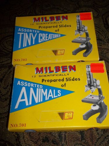 Vintage Milben Prepared Microscope Slides 20 Total  701 &amp; 703 Animals Creatures
