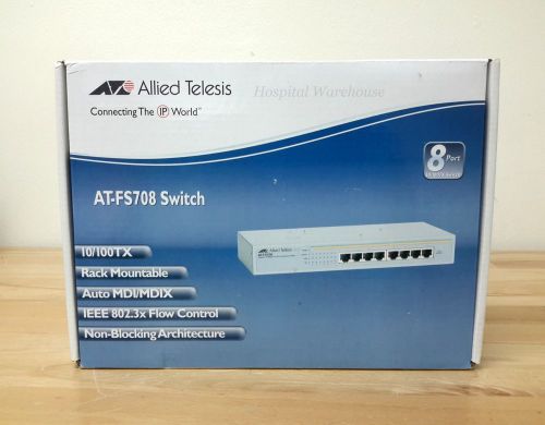 NEW Allied Telesis 8 Port 10/100TX Auto MDI/MDIX Unmanaged Switch AT-FS708