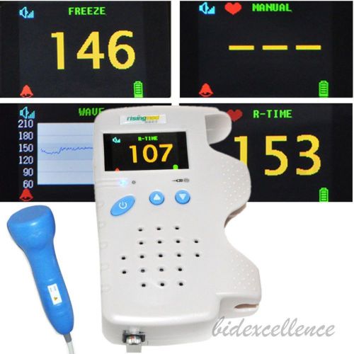 Fetal Doppler 3MHz Color LCD Back Light &amp; Heart Beat Waveform for pregnant baby