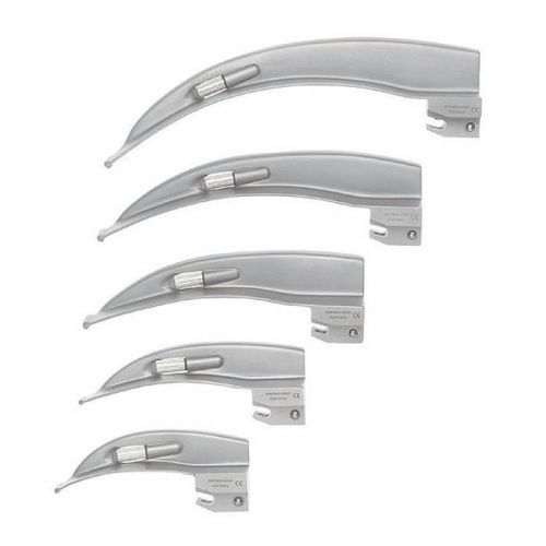 New premium grade laryngoscope mac set of 5 blades emt anastasia intubation for sale