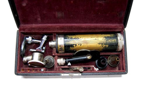 Vintage Welch Allyn Otoscope Opthalmoscope Diagnostic Set -Light works. Brass