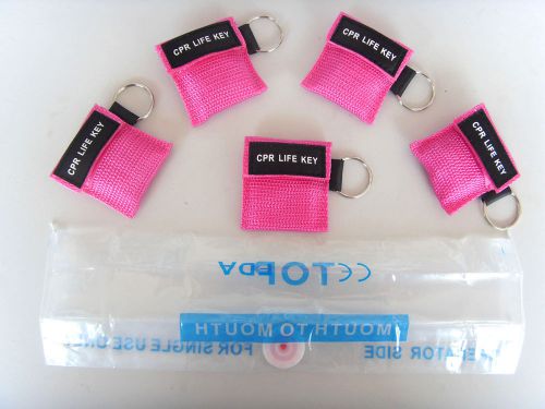 20pcs/lots pink cpr mask with keychain cpr face shield aed for first aid for sale