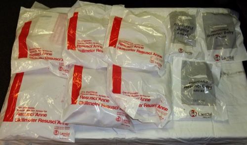 Lot of 9 Assorted Laerdal Resusci Anne/Baby/Junior Manikin Disposal Airway CPR