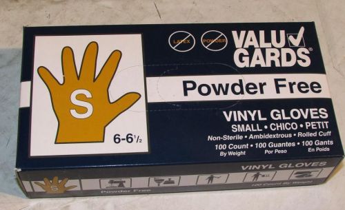 Lot of (10) Valu Gards 304340181 Powder Free Vinyl Gloves Small 100PK