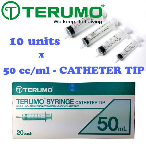 10 x 50ml 50cc terumo syringe catheter tip hypodermic needle sterile luer slip for sale