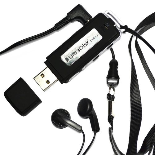 Ultradisk dvr12 4gb usb memory stick voice recorder 384 kbps wav headphones for sale