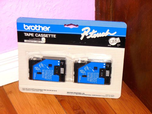 NEW BROTHER P-TOUCH TC-10 TAPE CASSETTE LAMINATED LABELS BLACK ON CLEAR 2 PACK