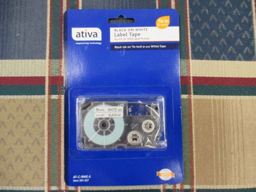 Ativa AT-C-9WE-S Black On White Label Tape 1 Pack 3/8&#034; (9mm) NEW