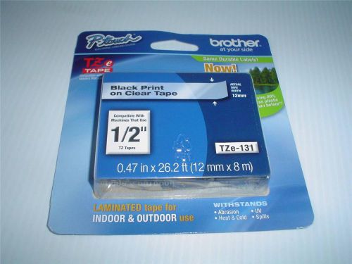 Brother P-Touch TZe-131 Tape. Black Print on Clear Tape.  Brand NEW