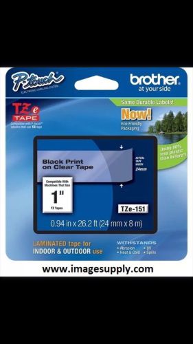 Brother TZ151 TZ-151 TZE151 P-Touch Label Tape TZe-151 24mm Blk/Clr PT-2600
