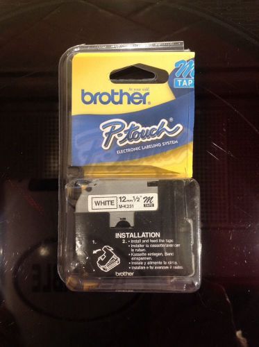 Brother P-Touch Label Maker Tape, Black Print on White Tape, M-231, 1/2&#034; inch