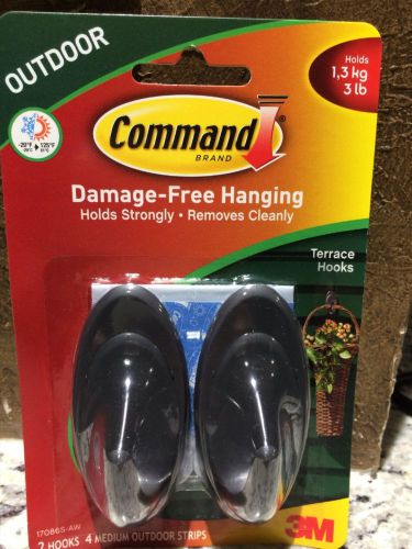 Command damage-free Hooks and Strips, Plastic, Medium, 2 Hooks &amp; 4 Strips/Pack