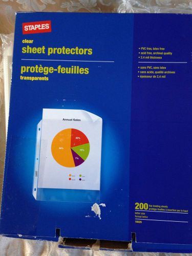STAPLES 1 BOX Clear SHEET PROTECTORS 100 Archival Quality Latex Free