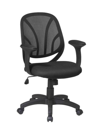 Office star screen back mesh seat chair with mesh fabric padded t arms for sale