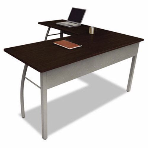 Linea italia trento line l-shaped desk, 59w x 59d x 29-1/2h, mocha (littr737moc) for sale
