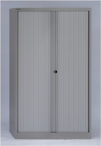Bisley tambour cupboard steel side-opening w1000xd470xh1651mm grey inc 4 shelves for sale