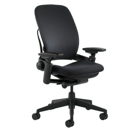 Black steelcase leap chair v2 ergonomic office chair.lumber 3d arm.spider base. for sale