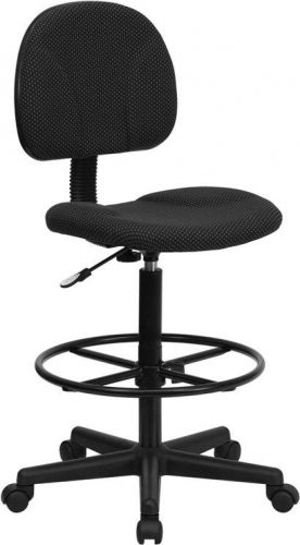 Black patterned fabric ergonomic adjustable drafting stool for sale