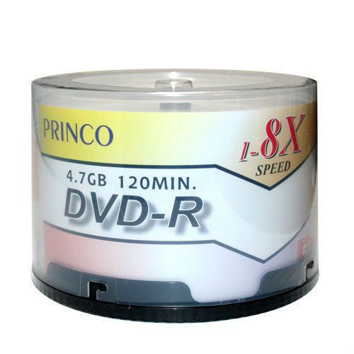 50-pack princo 8x dvd-r white top 4.7gb 120min blank recordable dvd media disk for sale