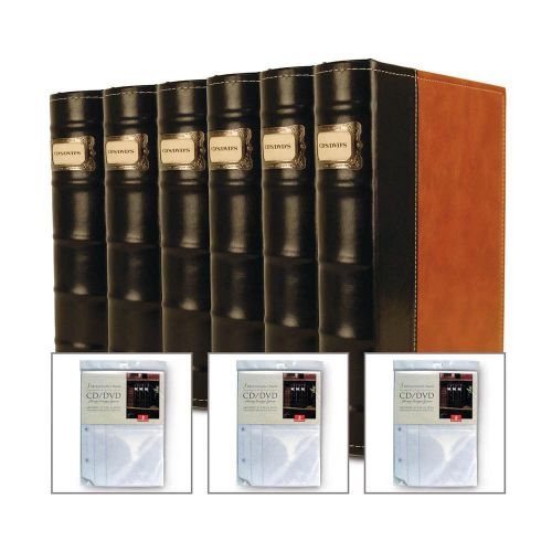 6 DVD Storage Binders w/ 3  Inserts - 360 Discs (Brown)