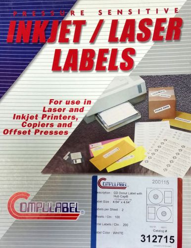 Cd/dvd label w/hub cap for use in inkjet and laser printers for sale