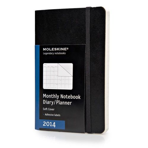 Moleskine 2014 monthly notebook diary planner black soft (pocket 9cm x 14cm) for sale