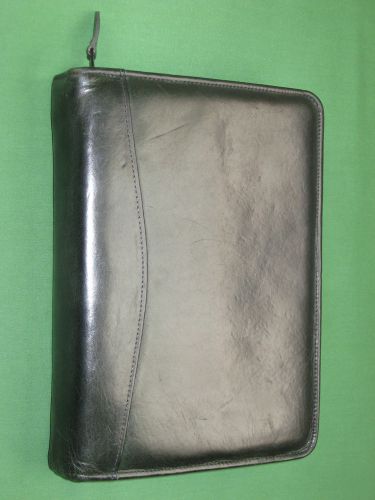 CLASSIC ~1.25&#034; ~ 3 Ring ~ GREEN  LEATHER Scully Planner ORGANIZER Binder ZIPPER