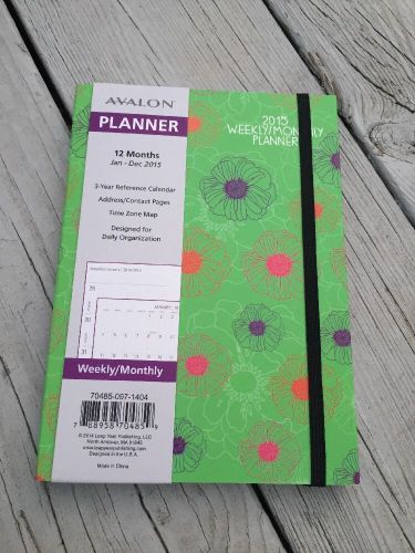 Avalon 2015 Weekly &amp; Monthly Calendar Planner- Green Floral 5.5x7.75&#034;