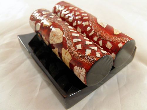 Card Deco Holder Business Art Credit One Red Wood i d Vintage Display Stand a b