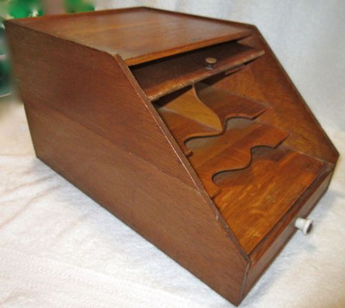 Antique Wooden Desk Top Office Letter/Paper File/Organizer - WEIS