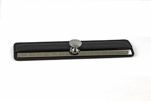 Dalvey stainless steel ruler with leather pouch italian cod. 00774 infa for sale