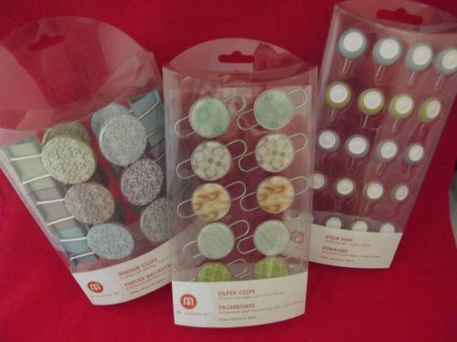 Staples Desk Accessories *Paper &amp; Binder Clips Push Pins *Fancy Designer * NEW