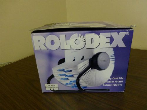 New Rolodex Office Rotary Card File w/500 3x5 Cards Black Q66727AS