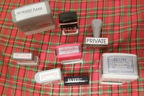 Mixed Lot of 8 Pre-Inked Self-Inking Rubber Stamps Used