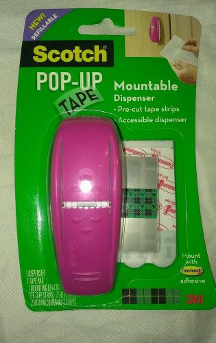 Scotch Pop-Up Tape Mountable Dispenser 75 tape strip &amp; double sided tape PINK