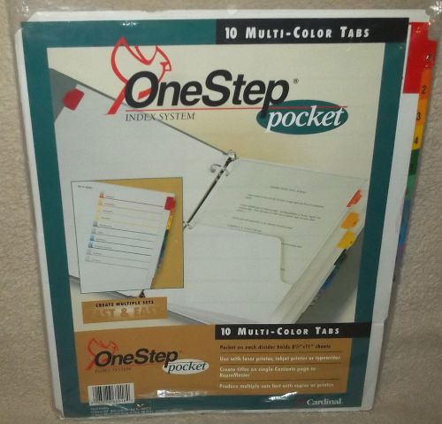 Cardinal 461681 onestep index system nos.1-10 multi-colored tab dividers+pockets for sale