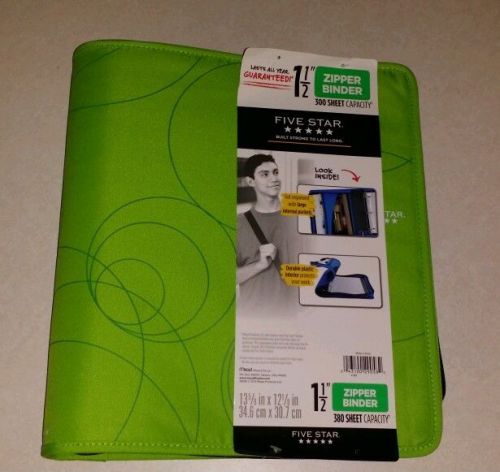 Lime green five star school zipper binder coupon organizer notebook for sale