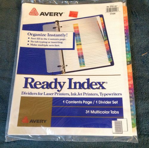 8) Avery RI-213-31 / 11129 Ready Index Table Of Contents Dividers
