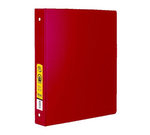 BAZIC 1&#034; Red 3-Ring Binder w/ 2-Pockets, Case of 12