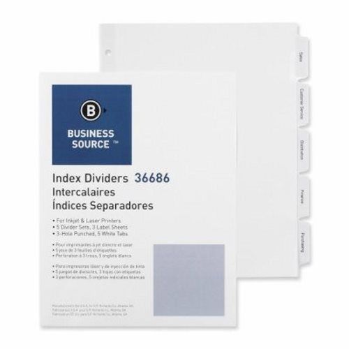 Business Source Index Dividers, 5-Tab, 11&#034;x8-1/2&#034;, 5 per Case (BSN36686)