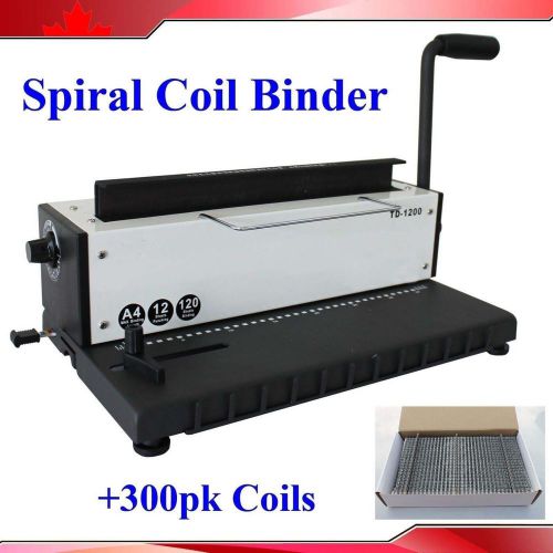 34holes all steel metal spiral coil punching binding machine + 300 sheets coils for sale