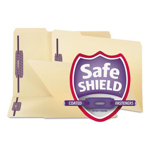 Safeshield fastener folders, manila, two inch capacity, legal, 50/box for sale
