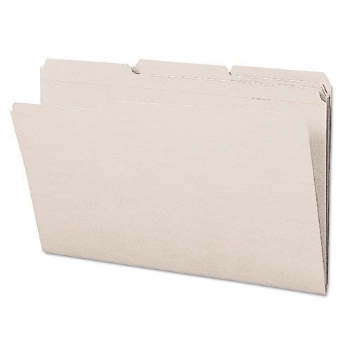 File Folders, 1/3 Cut, Reinforced Top Tab, Legal, Gray, 100/Box