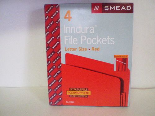 4 Smead Inndura File Pockets Red Letter Size Polypropylene Accordion Expansion